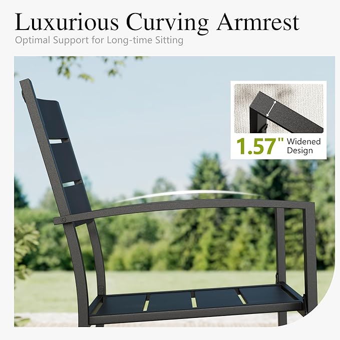 Sophia & William Metal Outdoor Dining Chairs Set of 6 - Stackable Black Patio Chairs, 300lb Capacity