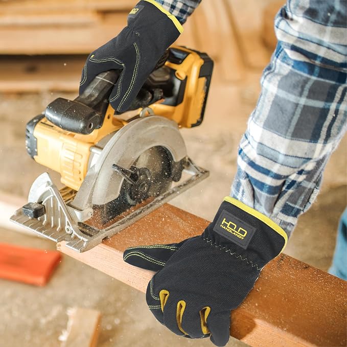 HANDLANDY Leather Gardening Gloves, Leather Work Gloves for Men Women | Durable Utility Men Women Garden Yard Working Glove, for Landscaping, Mechanic, Construction, Driving, Farming, Ranching