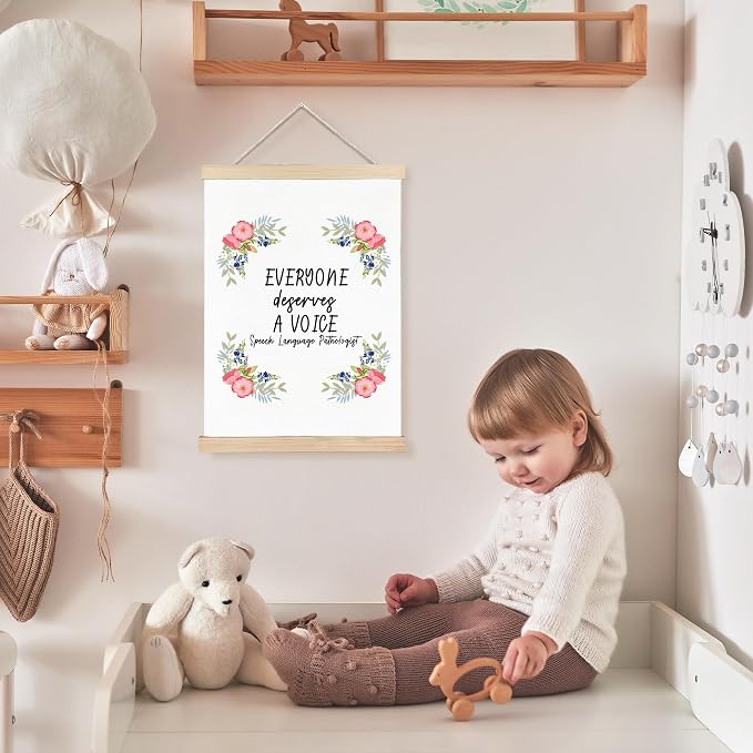 FDHSPAAM Speech Therapy Posters Wall Art Decor, Speech Therapy Room Classroom Decor, Everyone Deserves a Voice Wall Art Posters for Classroom School Counseling Therapist Office, 12x16 Inch