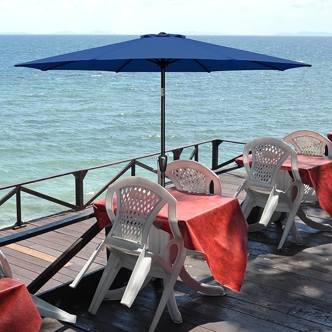 YSSOA 2 Pack 7.5' Patio Umbrella Outdoor Table Market Yard Umbrella with 6 Sturdy Ribs, Blue