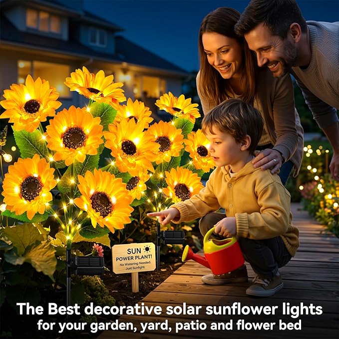 Ahaorigin Solar Sunflower Lights 6 Pack, 36 LED Solar Garden Lights Outdoor, IP65 Waterproof Solar Flowers for Yard Patio Decor, Auto On/Off, Best Mother’s Day Gift Ideas for Mom Grandma Women