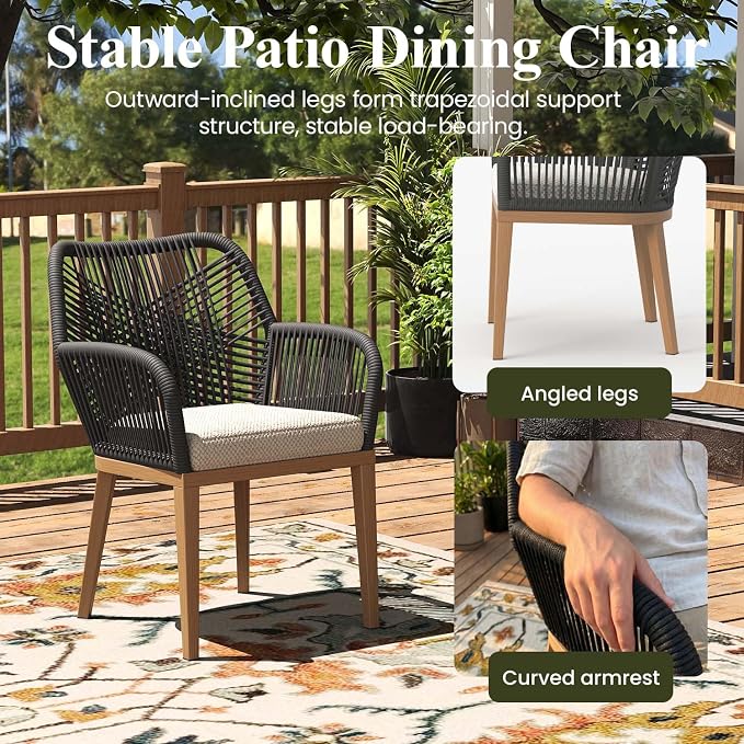 LayinSun Outdoor Dining Set for 8, 9 Pieces Patio Furniture Sets with Aluminum Dining Table and Rope Weave Chairs