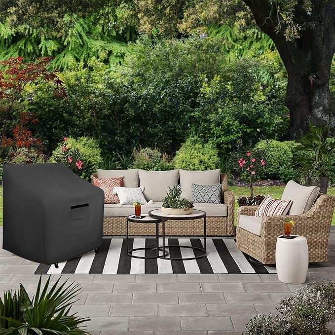 Patio Furniture Covers Waterproof for Chairs, Lawn Patio Chair Covers Fits up to 28 W x 30 D x32 H inches 2 Pack Black