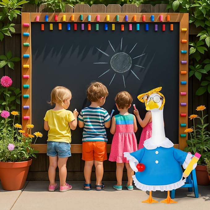 Back to School Porch Goose Outfits 23"/ 17'' Lawn Goose Teacher Clothes Cemment Geese Costume Garden Yard School Classroom Decor