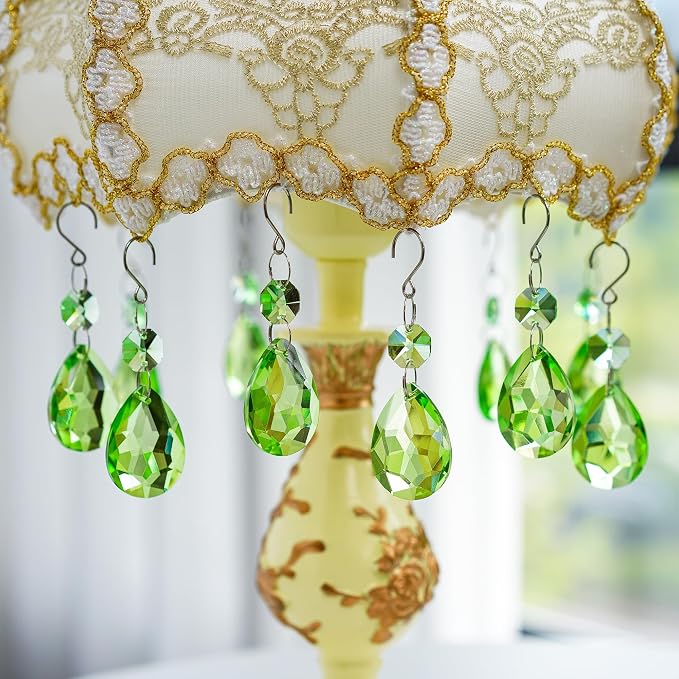 10 Pcs Green Crystal Bauhinia Suncatcher Prisms Chandelier Window Decor | Green Crystal Bauhinia Prisms Suncatcher Pendants 3 Inch Chandelier Beads Replacement Hanging for Window Garden Wedding Decor