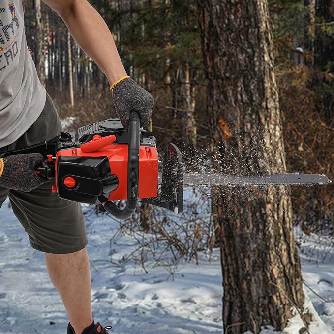 18-Inch Gasoline Chainsaw, 58CC 2.2KW 2-Stroke Powerful Portable Gas Powered Chain Saw, 11000RPM High Speed Single Cylinder Air-Cooled Chain saw, Cordless Hand Pull Start Chainsaw for Garden Pruning