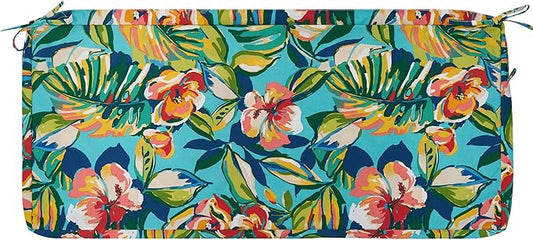 FUNHOME Outdoor Cushion Covers,48" x 18" x 3", No Insert! Patio Cushion Covers Replacement,Water Resistant Patio Bench Loveseat Cushion Covers 1 Pack, Rosario Flower Leaf(Covers ONLY)