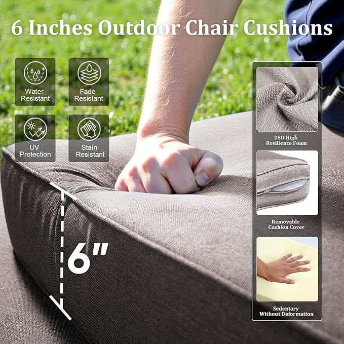 Luxury High Back Patio Furniture Set with 6-Inch Thick Cushions, 4-Pieces Outdoor Furniture with Swivel Chairs, Wicker Conversation Set for Porch, Balcony, Deck and Yard, Grey