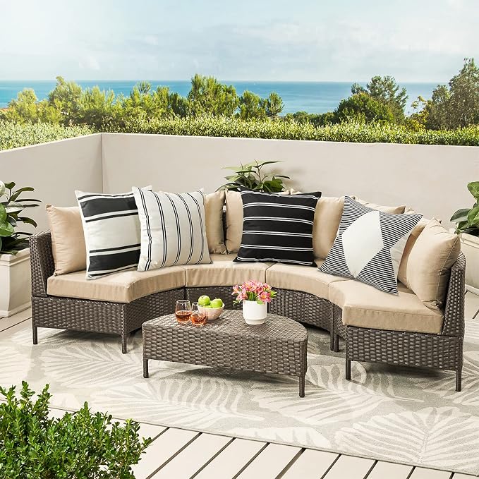 OTOSTAR Decorative Outdoor Throw Pillow Covers 16x16 Inch Waterproof Geometry Pillow Cover Garden Cushion Case Patio Outdoor Pillows Shell for Couch Indoor Tent Park Furniture Balcony Set of 4 (Black)