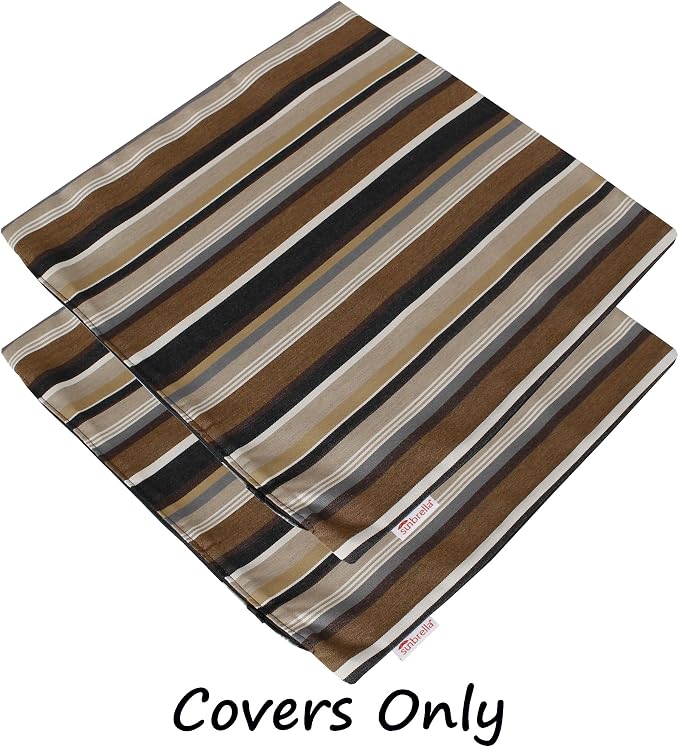 Outdoor/Indoor Sunbrella Throw Pillow Cover Only Square Set of 2 Pieces 18 inch x 18 inch Capitol Espresso Stripe - Insert Not Included, Brown