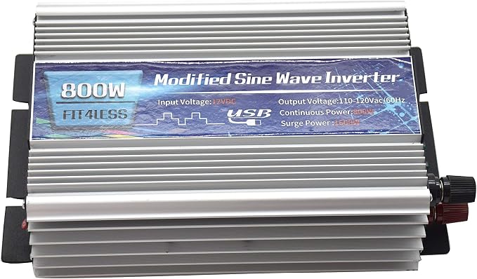 Power Inverter 800W with Dual sockets Output and USB5V 2000mA Input DC12V or 24V, Output AC110V 60Hz (12V)