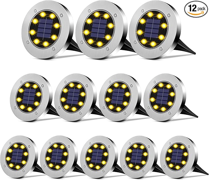 DUUDO Solar Lights Outdoor Waterproof 12Pack, Solar Garden Lights Pathway Light Bright In-Ground Light Landscape Lighting Outdoor Garden Decor for Yard, Patio, Driveway, Walkway Warm Light
