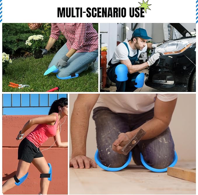 WinnerWhy Gardening Knee Pads for Women and Men Lightweight Waterproof Foam Knee Pads for Gardening and Housework with Adjustable Hook'n'Loop Straps(Blue)