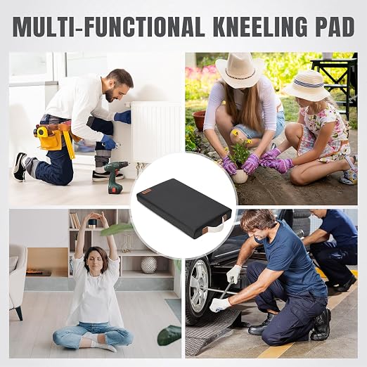 HappyPicnic Waterproof Garden Kneeling Pad, 2in Thick, Black, 1 Pack | Soft High-density Foam knee support, with Handle, Easy to Clean, Non-slip, for Gardening, Yoga, Prayer, Housework, Exercise