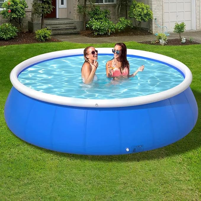 6 FT Inflatable Swimming Pool for Family, Round Blow Up Pool for Adults, Garden/Lawn, Foldable Storage,Strong and Durable, No Assembly