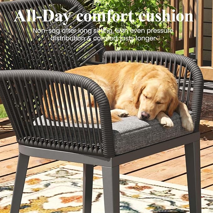 LayinSun Outdoor Dining Set for 8, 9 Pieces Patio Furniture Sets with Aluminum Dining Table and Rope Weave Chairs