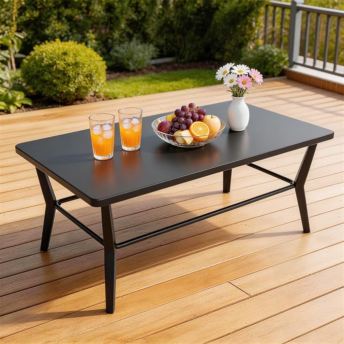 Kurapika Aluminum Patio Furniture Set 10-Seat Modern Metal Outdoor Conversation Sets w/5.1 Inch Cushion Patio Sectional Sofa with Rectangular Coffee Table, Navy Blue