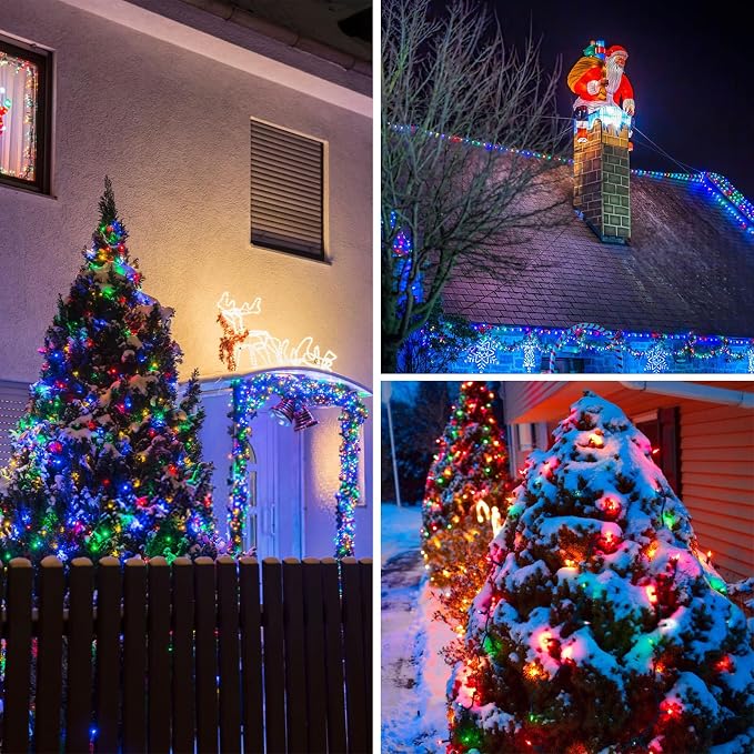 Multicolor Solar Christmas Lights 2Pack Total 180FT 500LED, String Light Outdoor Waterproof, Auto On/Off with 8 Modes Solar Twinkle Lights for Outside Tree Christmas Decorations (Multicolor) | Total 180FT Flexible Wire With Bright LEDs, 8 Twinkle Modes...