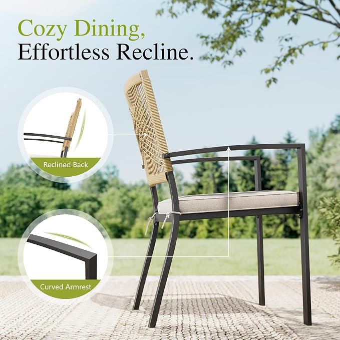Sophia & William 9pc Patio Dining Set, 57" Square Table, Wicker Chairs | Outdoor Dining Set for 8, 57" Square Patio Dining Table Set with Patio Wicker Chairs for Garden, Porch, Backyard, Deck