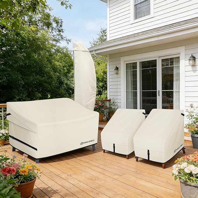 Porch Shield Waterproof Outdoor Bench Sofa Cover – Patio 2 Seater Loveseat Cover 56W x 31D x 33H inch, Beige