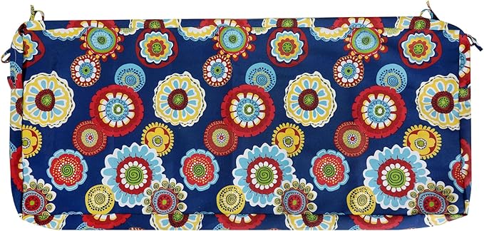 Magpie Fabrics Patio Bench Cushion Cover 42x18x3 Inch, NO Insert! Water&Fade Resistant Outdoor Loveseat Replacement Cover with Zipper (Floral Navy)