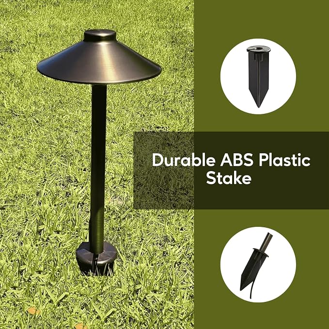 8" Outdoor Light Stake in Black Finish - Support Light Fixture Spikes, Universal Use, Resin Materials, Side Wireway (10 - Large Spike with Wireway)