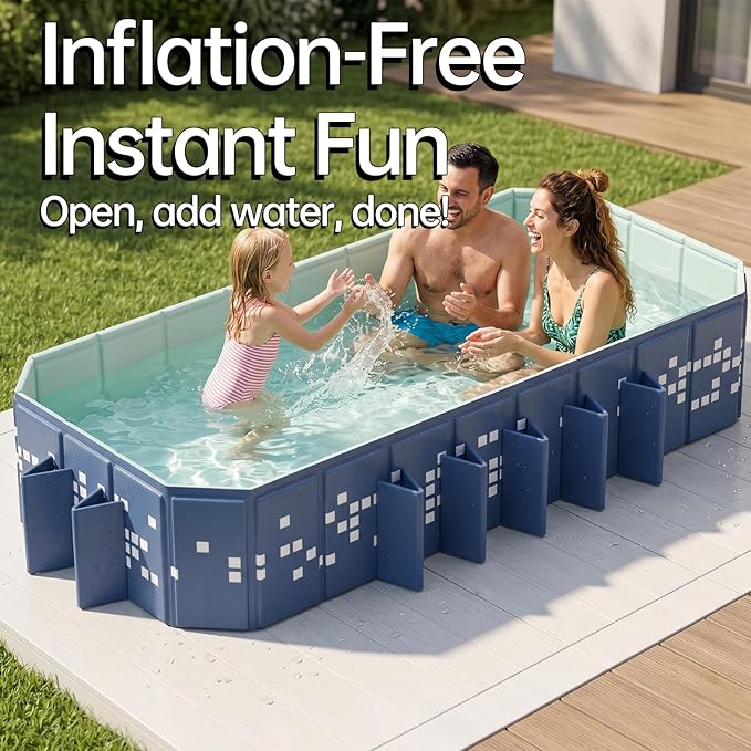 Foldable Swimming Pool, 122"x65"x19.7" Large Non-Inflatable Collapsible Pool for Kids & Adults, Thickened Hard Plastic Portable Backyard Pool, Mosaic Pattern Oversized Outdoor Kiddie Pool