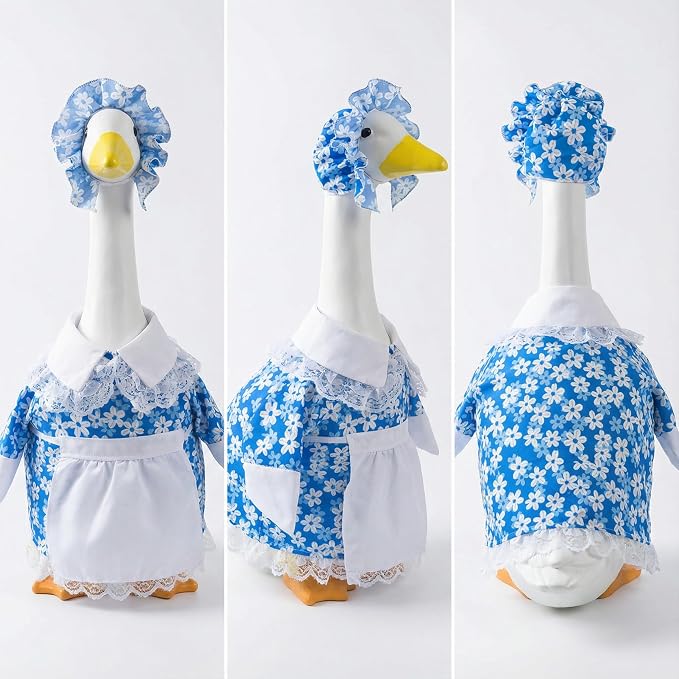 Summer Porch Goose Outfits, Cute Daisy Dress Costume for 23 Inch Goose Statue, Flower Goose Clothes for Garden Porch Yard Lawn Patio Decor