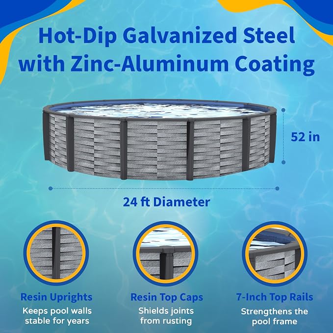 Affinity 24-ft Round 52-in Deep 7-in Top Rail Resin Swimming Pool Package