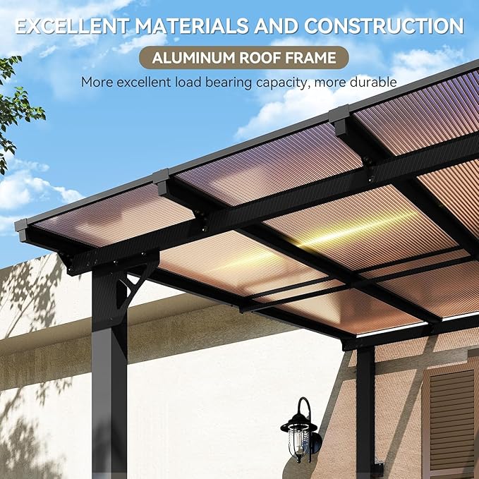 Aoxun 16’x10’ Gazebo, Wall Mounted Gazebos Pergola on Clearance, Outdoor Patio, Large Wall-Mounted Heavy Duty Awnings for Patio, Decks, Backyard (Black)