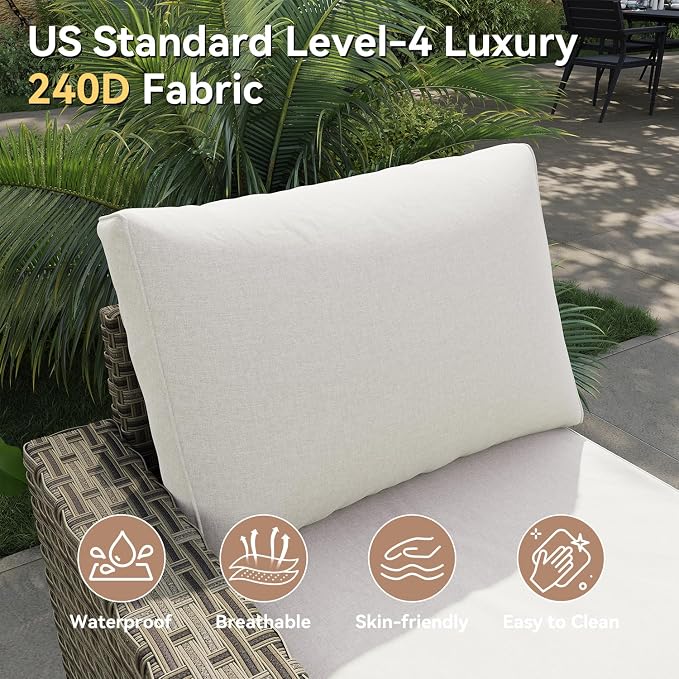 LazySunsets Luxury Patio Furniture Set，All-Weather Patio Sectional Sofas with Thickened Cushions, 8 Piece Outdoor Furniture Sectional Set with Swivel Rocker Chairs of 2，Beige