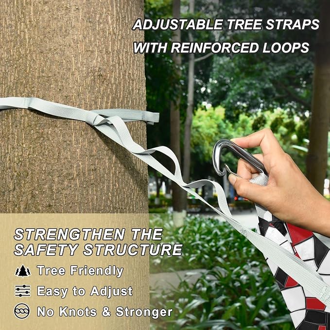 Camping Hammock Outdoor Hammocks for Outside Mosaic White Red Black Beach Trees Portable Lightweight with Pockets Tree Straps Indoor