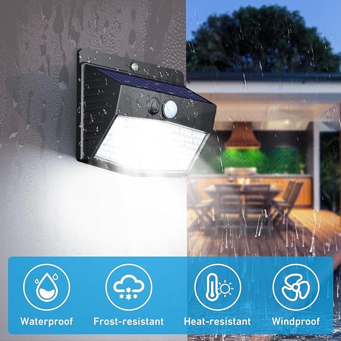 Peasur 1 Pack Solar Motion Lights Outdoor, Solar Security Light with 3 Modes, IP65 Waterproof Flood Lights Outside for Camping Garden Patio Garage Backyard
