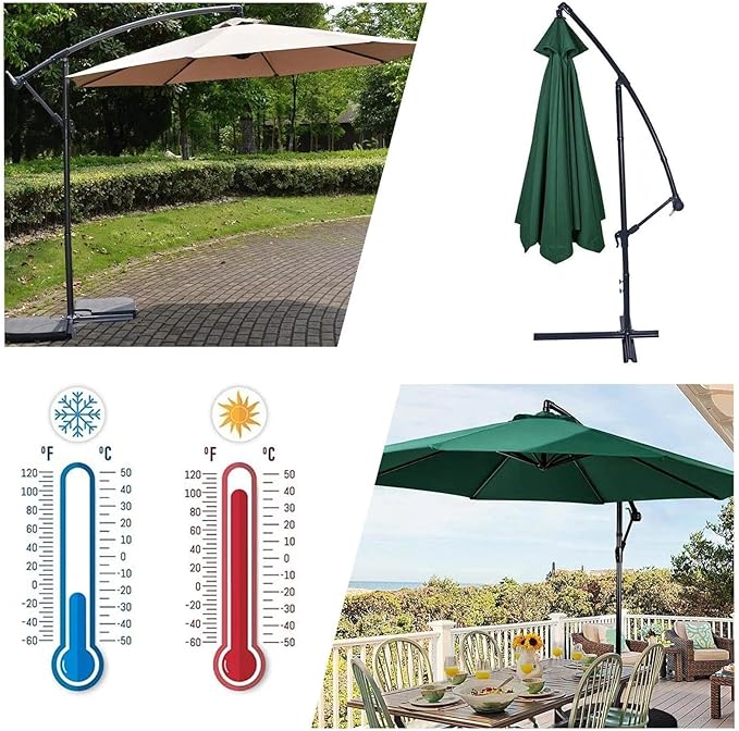 Patio Cantilever Umbrella Replacement Canopy Round 8ft/10ft 8Ribs,Replacement Parasol Canopy Cover with Fade Resistant for Market Table Backyard Garden