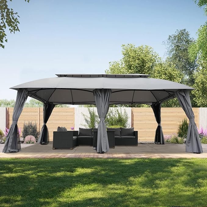 Grand Patio 13x20 Replacement Canopy Top Double Soft Gazebo Canopy (ONLY Top Canopy Without Frame)