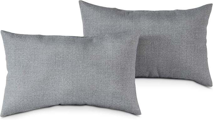 Greendale Home Fashions 2-Pack Outdoor 19x12 inch Rectangle Decorative Throw Pillow, Cement