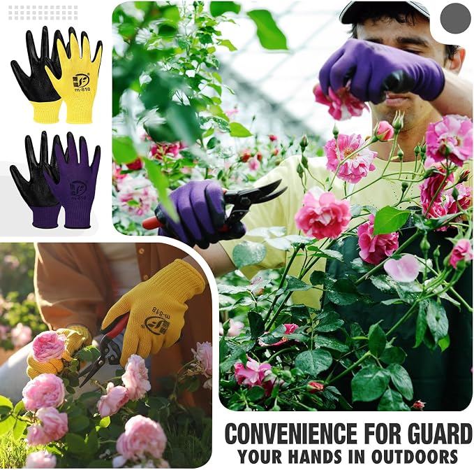 Gardening Gloves for Men Women Breathable Rubber Coated Working Gloves for Outdoor Gardening Yard Work