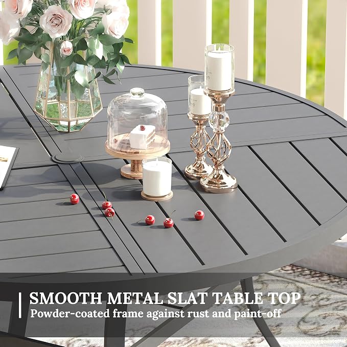 VICLLAX Patio Dining Set for 4, 5 Pieces All Weather Outdoor Dining Set - 40.6" Round Outdoor Table and 4 Patio Swivel Chairs for Lawn Garden, Grey Tabletop and Grey Fabric