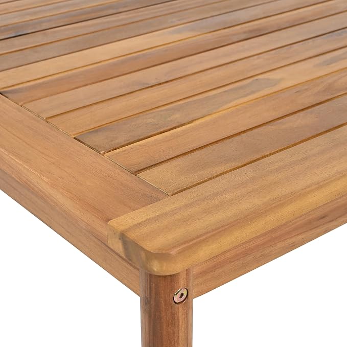 Christopher Knight Home Coby 4-Piece Acacia Wood Patio Furniture Set, Outdoor Conversation Sofa Set with Club Chair, Coffee Table and Ottoman, Patio Sectional Chat Set for Backyard/Balcony, Teak+Beige