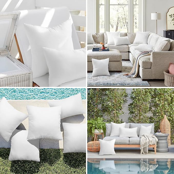 Ashler 20 x 20 Outdoor Pillows, Waterproof Inserts Set of 2, Throw Pillow | Throw Pillow Inserts, Hypoallergenic Stuffer, Sham Square Pillow Insert, For Patio, Bench, Garden, Indoor Outdoor Decorative