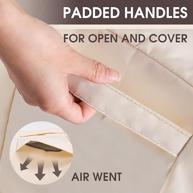 ALSTER Outdoor Chair Covers 2 Pack, Patio Chair Covers(29" L x 30" W x 36" H), Upgraded Oxford Durable and Waterproof Beige Furniture Covers for Lounge Deep Seat, Rain Snow Dust Wind-Proof