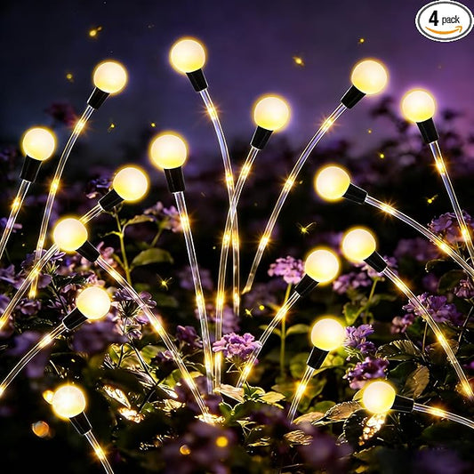 Solar Garden Lights Outdoor Decor(4pack,56LED) Upgraded Solar Swaying Light for Garden Decorative, Waterproof Firefly Light with Big Bulb, for Yard,Patio,Pathway,Party(Warm White)