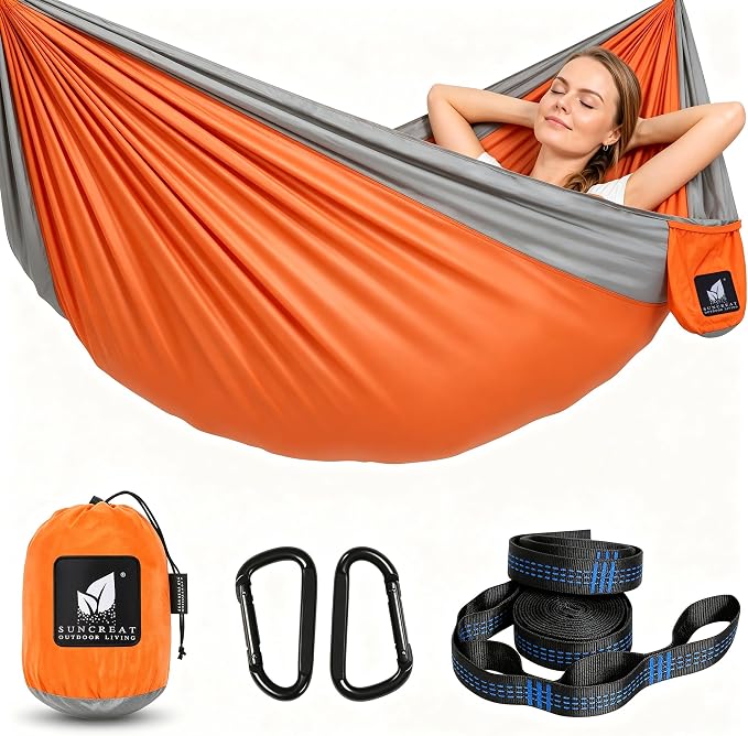 SUNCREAT Hammocks Camping Hammock, Ultralight Hammock for Hiking, Orange
