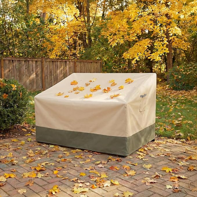 BPS Patio Sofa Cover, Waterproof 600D Oxford Outdoor Couch Cover with Attached Storage Bag and Reflective Handles for Patio 2-Seater Loveseat and Bench, 58''W x 38''D x 38''H