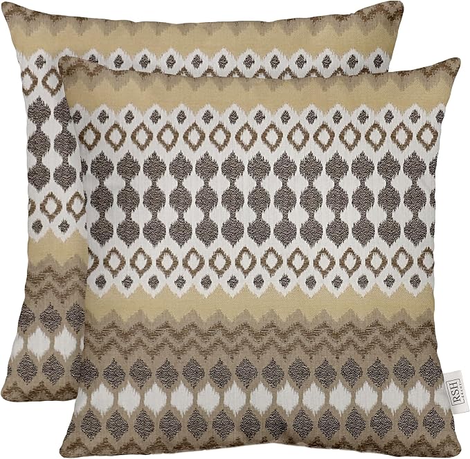 RSH DECOR Square Throw Pillows Set of 2, 17" x 17", Outdoor Pillows, Divide Leaf Toffee, Made in USA