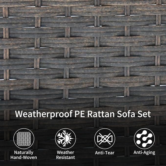 SHGJ&SOFT 3 Piece Patio Furniture Set, 2 Outdoor Swivel Rocking Chairs with Side Table, Wicker Glider Chairs, All-Weather Rattan Bistro Set for Porch, Deck, Pool (Brown, Brown Full-Weave Rattan)