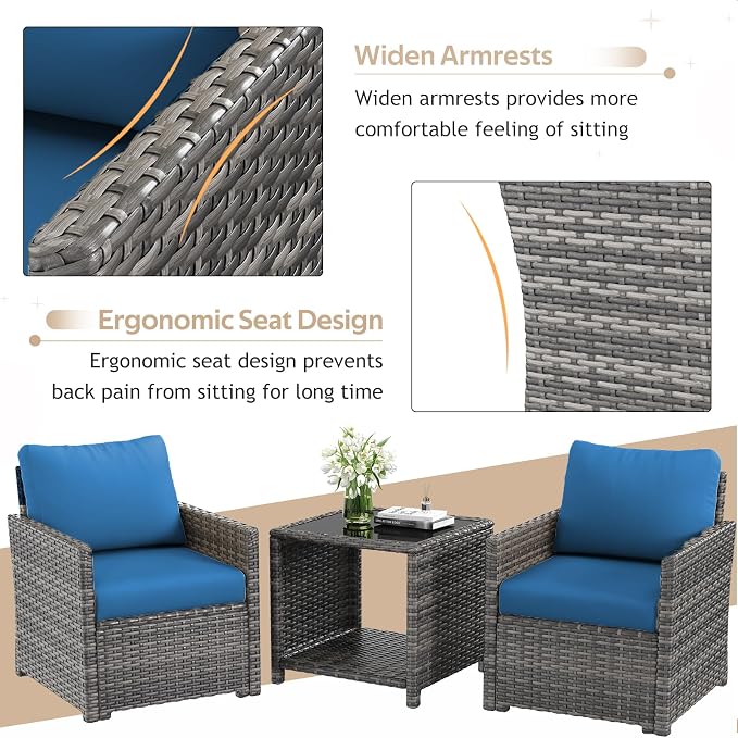 U-MAX Patio Furniture Set with Two Table, 7 PCS Outdoor Furniture for Garden