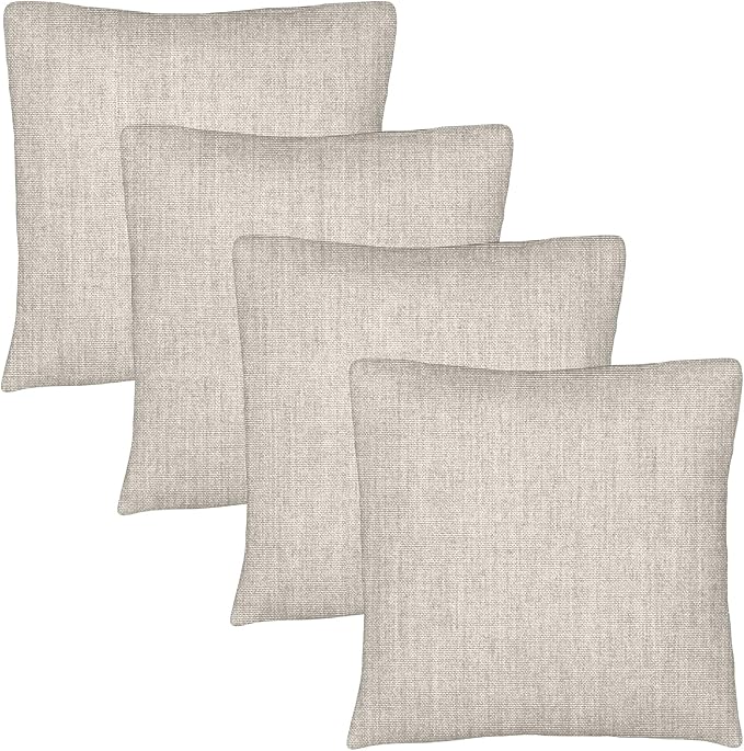 Covers & All Sunbrella Throw Pillows Set of 4, 22 x 22 Inch Square Outdoor & Indoor Cushions with Insert, Fade & UV Resistant Fabric (Cast Ash)