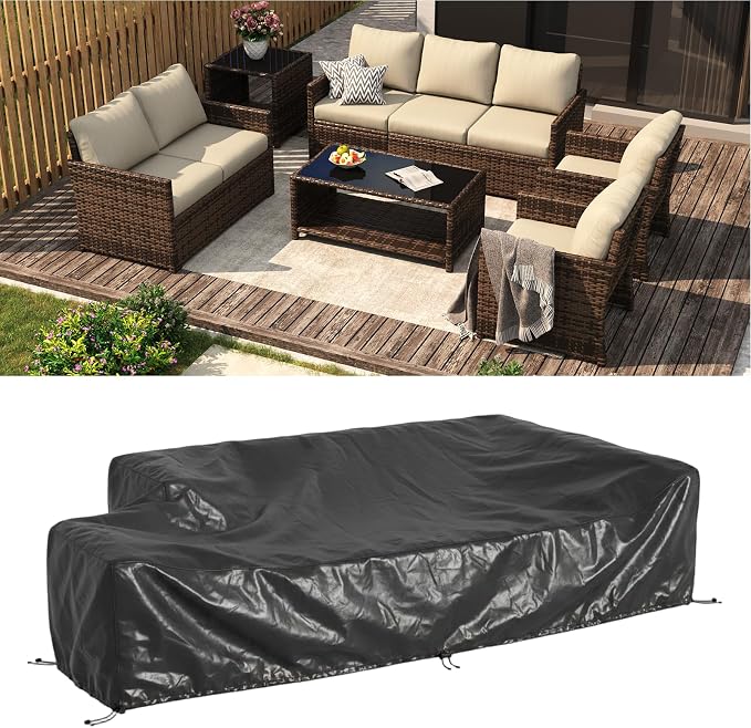 U-MAX Patio Furniture Set with Two Table, 7 PCS Outdoor Furniture for Garden