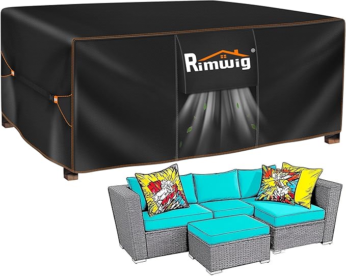 Patio Furniture Set Covers Waterproof, Outdoor funiture Covers for Winter Rectangular/Rectangle, Heavy Duty Outside Sectional couch Set Covers for Protection,clearance 84"L x 44"W x 28"H Black